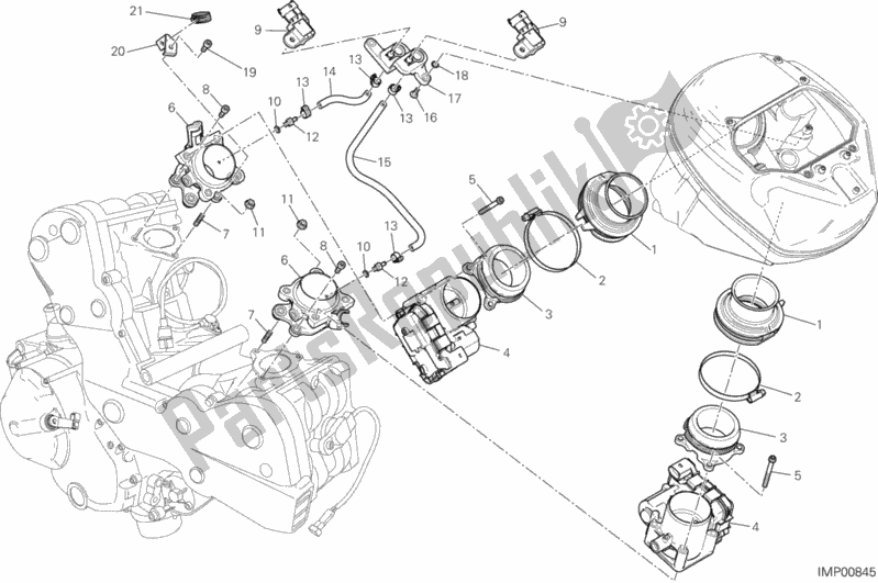 All parts for the Throttle Body of the Ducati Hypermotard Hyperstrada 939 USA 2016